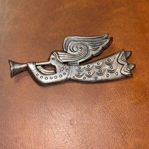 Vintage James Avery Brooch Pin Sterling Silver Angel with Horn Retired 2.75"